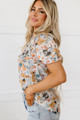 Milena Split V Neck Puff Sleeve Flower Print Blouse