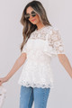 Maliyah Scalloped Floral Lace Peplum Blouse