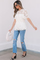 Maliyah Scalloped Floral Lace Peplum Blouse