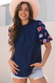 Maddison Shellfish Coral Embroidery Blouse