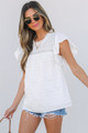 Alondra Lace Flutter Sleeve Eyelets Blouse
