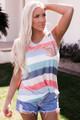 Skyla Sequin Pocket Patchwork Striped Tank Top