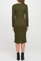 Rib Knit Round neck Bodycon Midi Dress with Side Slit