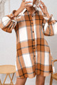 Elise Plaid Pattern Collared Neck Ruffled Sleeve Shirt Dress