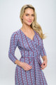 Print V neck Jersey Wrap Dress with Tie