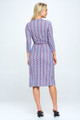 Print V neck Jersey Wrap Dress with Tie