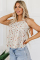 Maia Tied Shoulder Floral Print Babydoll Tank