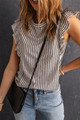Sofia Crew Neck Ruffled Striped Tank Top