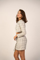 Cropped Tweed Blazer - White
