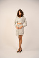 Cropped Tweed Blazer - White