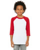 Youth 3/4-Sleeve Baseball T-Shirt - WHITE/ BLACK - M