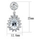 3W1292 - Rhodium Brass Earrings with AAA Grade CZ  in Clear
