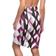 High Waist Womens Pencil Skirt - Contour Stretch - Mauve Pink and Maroon Geometric Pattern