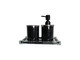 Three Piece Black Silver and Clear Glass Bling Bathroom Accessory Set