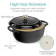 6 Quart Large Black Enamel Cast-Iron Dutch Oven Kitchen Cookware