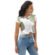 Womens Stretch Fit Crop Tee T-shirt - Brown Green Grey Geometric Hexagon Print