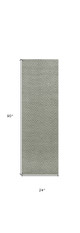7' Gray Jute Chevron Hand Woven Runner Rug