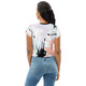 Womens Stretch Fit Crop Tee T-shirt - Pink Black Abstract Print