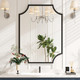 30"X40" Large Black Bathroom Mirror for Wall, Gold Scalloped Vanity Mirror Bevelled Framed Decorative Mirror for Master Bath Half Bath Entrance Hallway Fireplace Bedroom Living Room