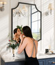 30"X40" Large Black Bathroom Mirror for Wall, Gold Scalloped Vanity Mirror Bevelled Framed Decorative Mirror for Master Bath Half Bath Entrance Hallway Fireplace Bedroom Living Room