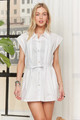 ADORA Solid Cap Sleeve Button Up Shirt