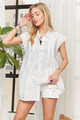 ADORA Solid Cap Sleeve Button Up Shirt