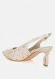 Dasavla Heart-Shaped Rhinestone Studded Slingbacks