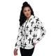 Womens Bomber Jacket - White Black Cross Print