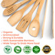 Bamboo Kitchen Utensils Set 8-Pack - Wooden Cooking Utensils for Nonstick Cookware - Wooden Cooking Spoons, Spatulas, Turner, Tongs, Utensil Holder