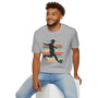 Retro Soccer Player T-Shirt — Vintage Striped Silhouette Football Tee