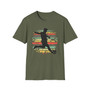 Retro Soccer Player T-Shirt — Vintage Striped Silhouette Football Tee