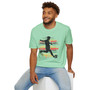 Retro Soccer Player T-Shirt — Vintage Striped Silhouette Football Tee