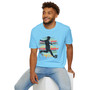 Retro Soccer Player T-Shirt — Vintage Striped Silhouette Football Tee