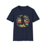 Retro Soccer Player T-Shirt — Vintage Striped Silhouette Football Tee