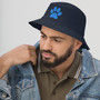 Blue Dog Paw Print Silhouette Bucket Hat