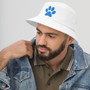 Blue Dog Paw Print Silhouette Bucket Hat