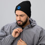 Electric Blue Paw Silhouette Winter Beanie
