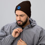 Electric Blue Paw Silhouette Winter Beanie