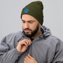 Electric Blue Paw Silhouette Winter Beanie