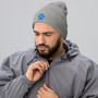 Electric Blue Paw Silhouette Winter Beanie