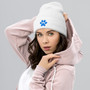 Electric Blue Paw Silhouette Winter Beanie