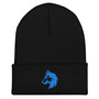 Stylized Blue Wolf Silhouette Beanie Hat