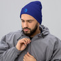 Stylized Blue Wolf Silhouette Beanie Hat