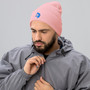 Stylized Blue Wolf Silhouette Beanie Hat