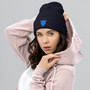 Geometric Blue Leopard Silhouette Beanie Hat