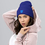 Geometric Blue Leopard Silhouette Beanie Hat