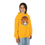 Youth Tiger Face Hoodie — Cute Retro Striped Tiger Graphic Sweatshirt for Kids