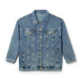 Women's Denim Jacket — Retro Rainbow Bouquet Back Graphic