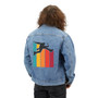 Denim Jacket — Retro Sunset Climber Graphic Back Print