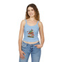 Frog on Toadstool Crop Tank Top — Vintage Floral Mushroom Graphic